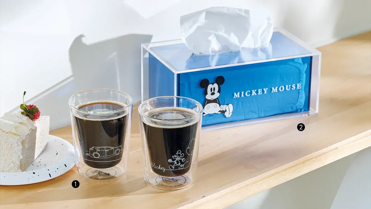 米奇系列 夏日出遊雙層玻璃杯組 / 米奇系列 壓克力面紙盒