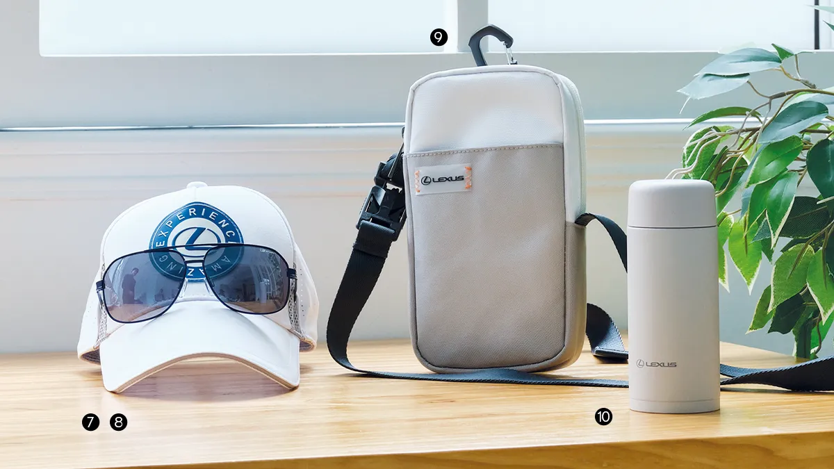 透氣圓標墨鏡帽 / F Sport 飛行墨鏡 / 輕量隨身側背包 / 象印不銹鋼