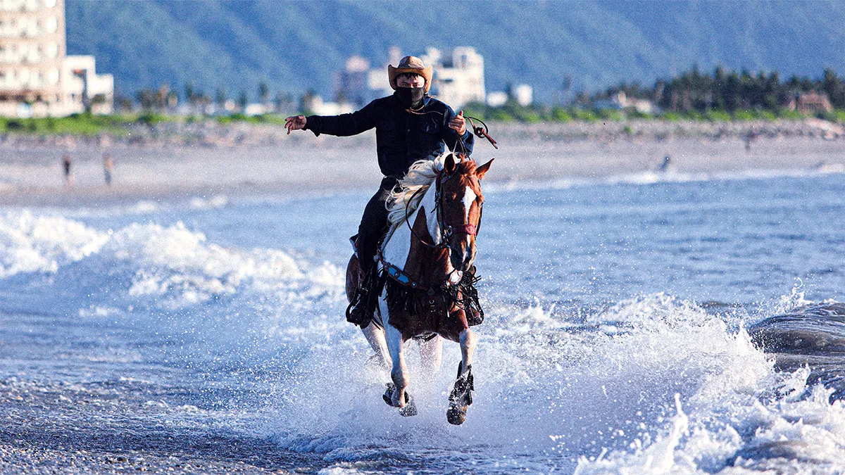 帶領騎乘者從海邊騎馬踏浪溯溪